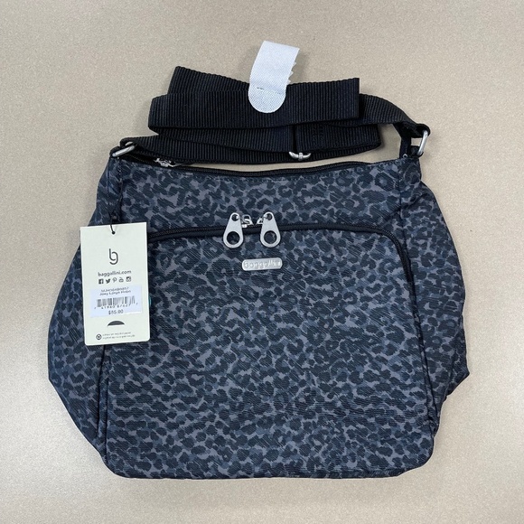 baggallini Joey Bagg Large Hobo w/ Cheetah Print - Black/Charcoal - NWT - Picture 1 of 5